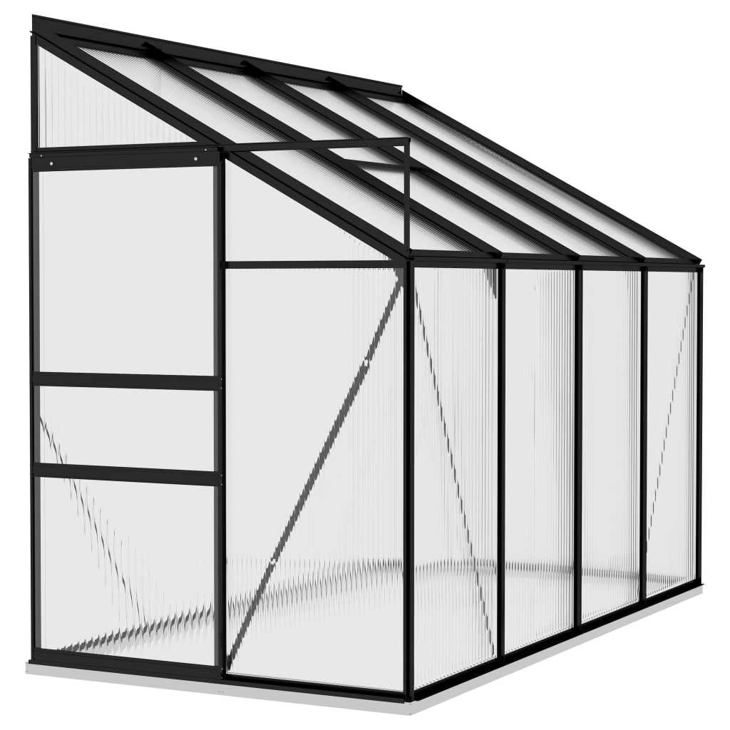 Sera de gradina, vidaXL, Aluminiu-placi policarbonat, 5.24 m³, 128 x 248 x 131/199 cm, Antracit
