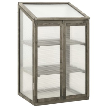 Sera de gradina, vidaXL, Lemn de brad, 60 x 45 x 100 cm, Gri Sera de gradina, vidaXL, Lemn de brad, 60 x 45 x 100 cm, Gri