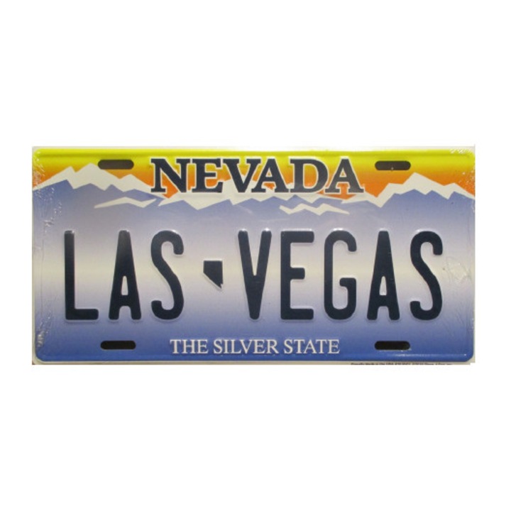 Placa metalica decorativa, Model Las Vegas, 30 x 15 cm, Multicolor