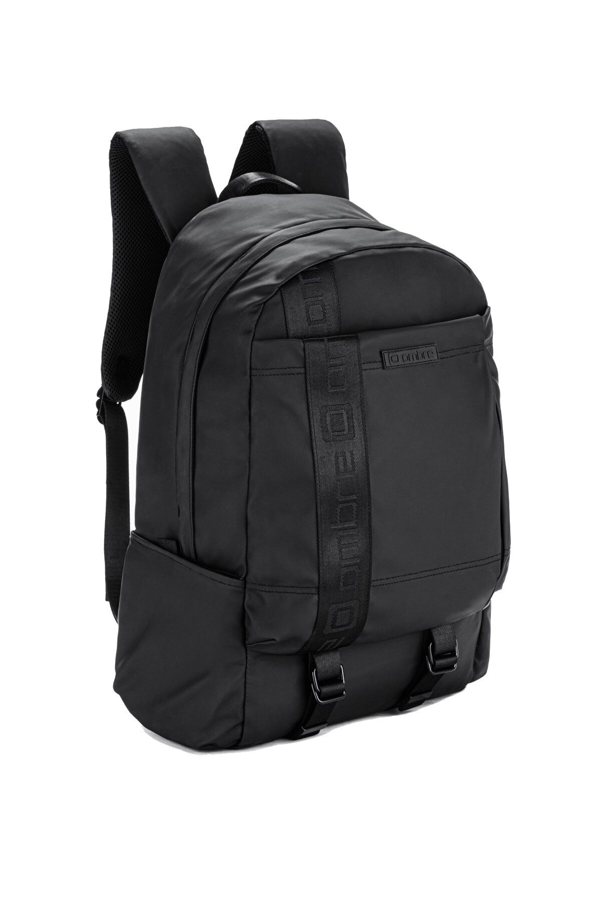 Rucsac din piele artificiala mata OMBRE A318 V-1, Material poliuretan, Compartiment laptop, Negru