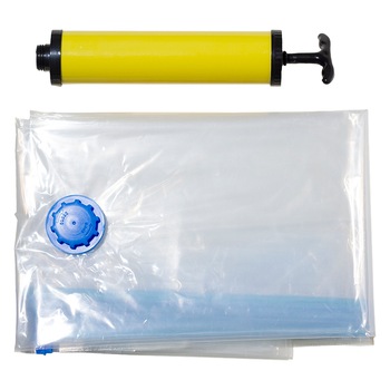 Set 6 Saci vidare si pompa, 90x130cm, Mare, Plastic, Transparent Set 6 Saci vidare si pompa, 90x130cm, Mare, Plastic, Transparent