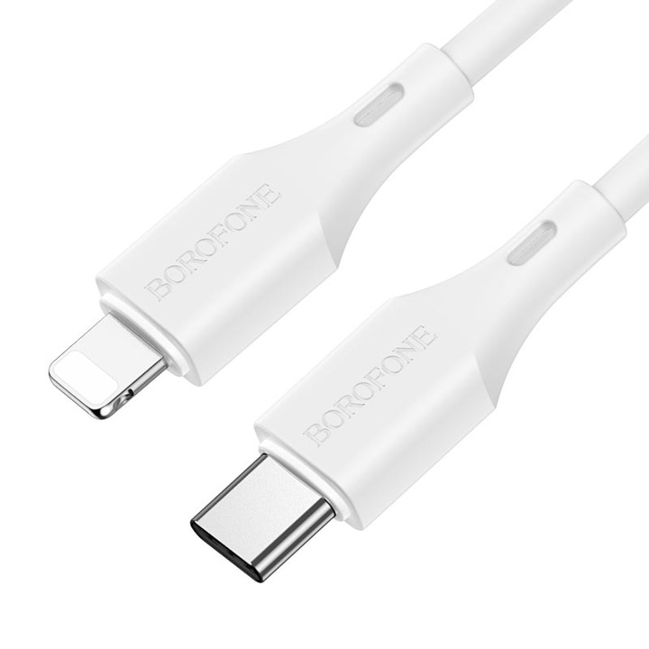 Cablu de date/incarcare Borofone, BX49 USB Type-C, tip Lightning, Alb