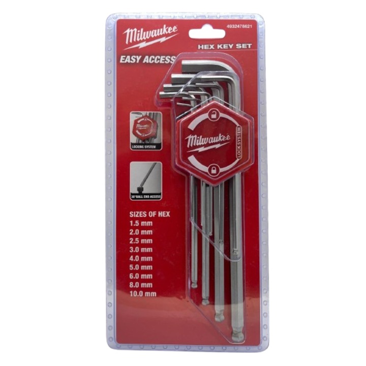 Set de 9 chei imbus HEX Milwaukee, cod 4932478621