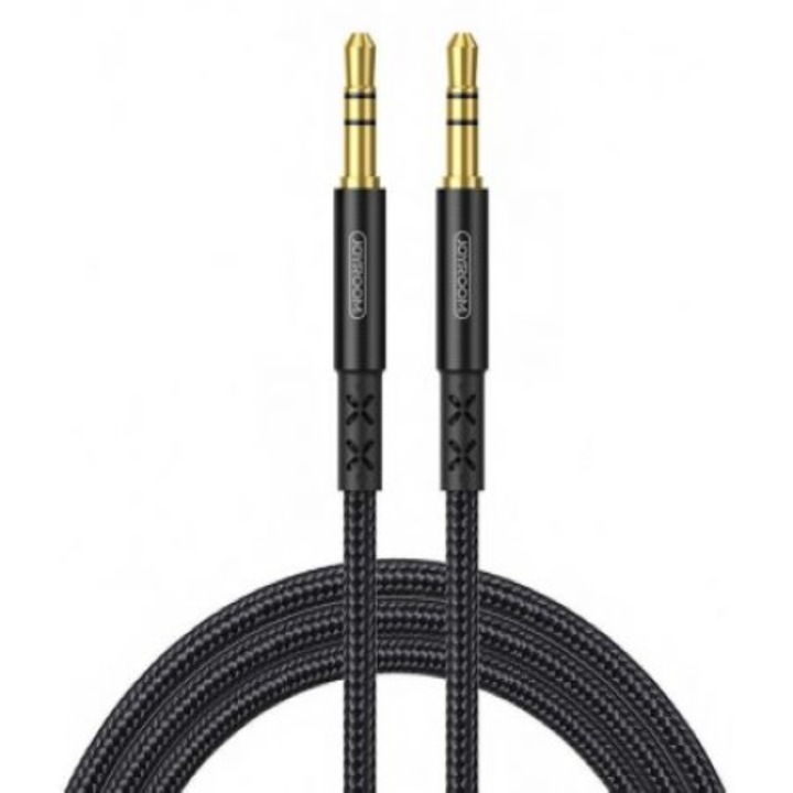 Аудио кабел Aux жак към жак 3,5 мм черен текстил, дължина 1 метър - TELGORBCS®