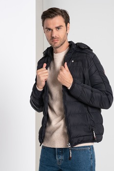 Canadian Peak, Geaca cu gluga, vatelina si aspect matlasat Boccano, Negru Canadian Peak, Geaca cu gluga, vatelina si aspect matlasat Boccano, Negru