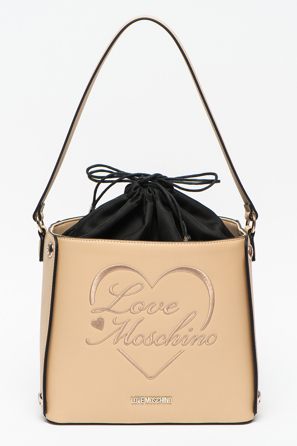 Love Moschino, Geanta bucket de piele ecologica, Maro nisip
