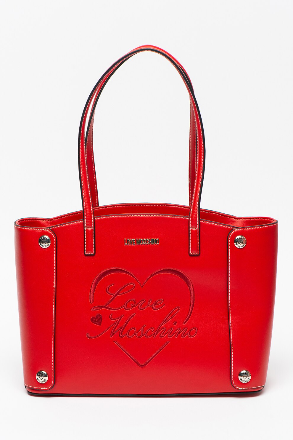Love Moschino, Geanta shopper de piele ecologica, Roşu