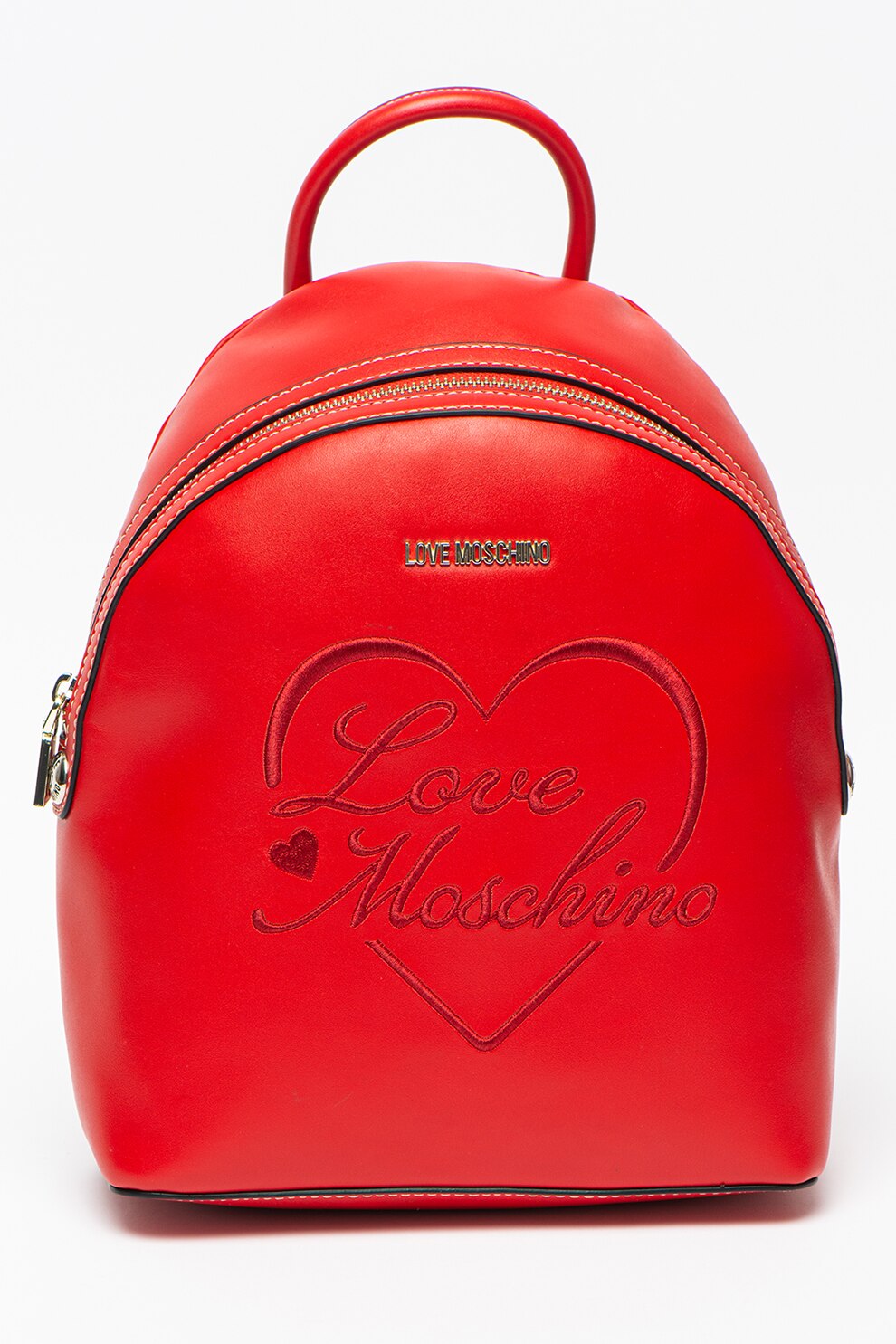 Love Moschino, Rucsac de piele ecologica cu logo, Roşu