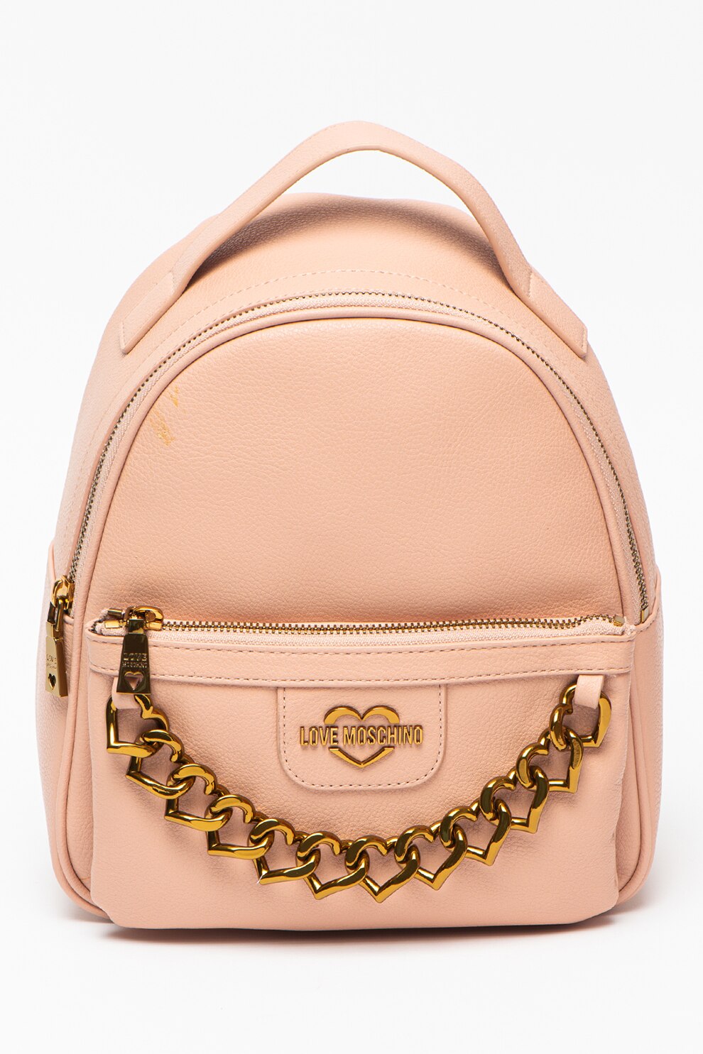 Love Moschino, Rucsac de piele ecologica cu detaliu din lant, Roz pastel