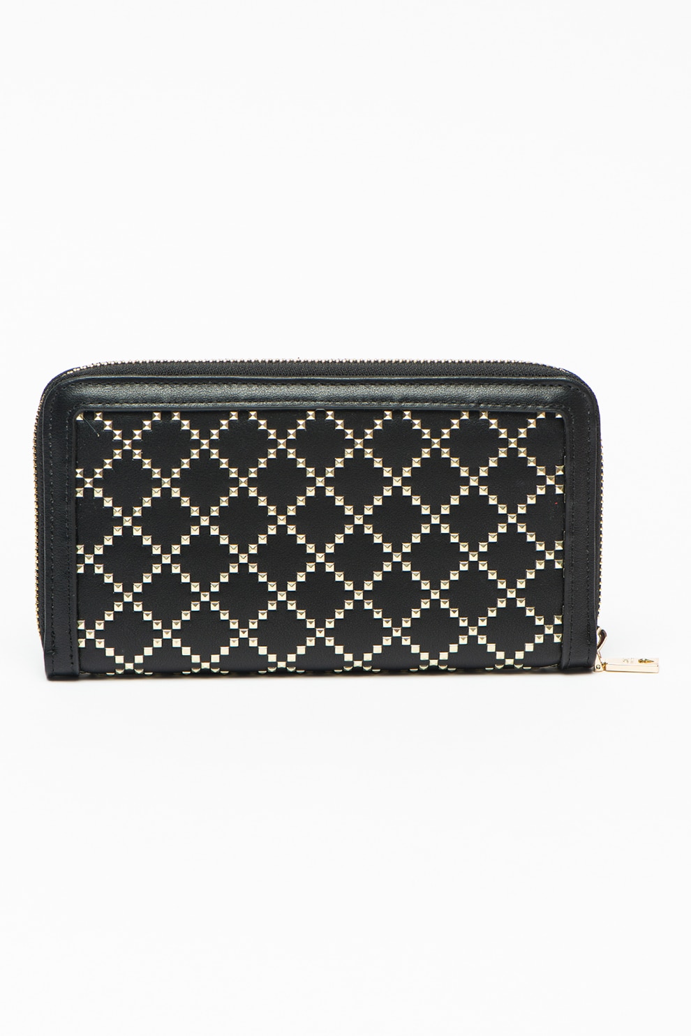 Love Moschino, Portofel de piele ecologica cu tinte, Negru/Auriu