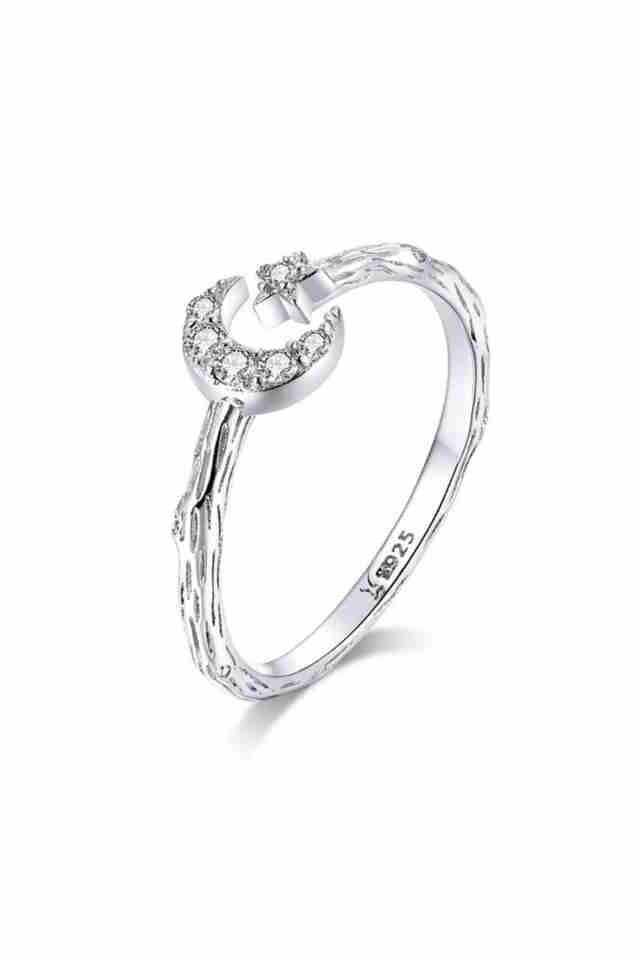 Inel din argint 925 Moon Star cu pietre de zirconiu, masura ajustabila, cadou, aniversare, sarbatori, martisor