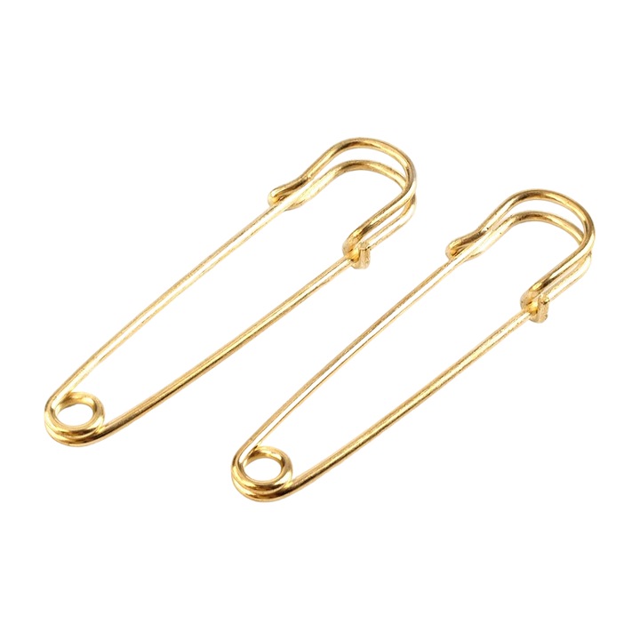 Комплект от 2 декоративни безопасни игли 13 х 65 мм, злато