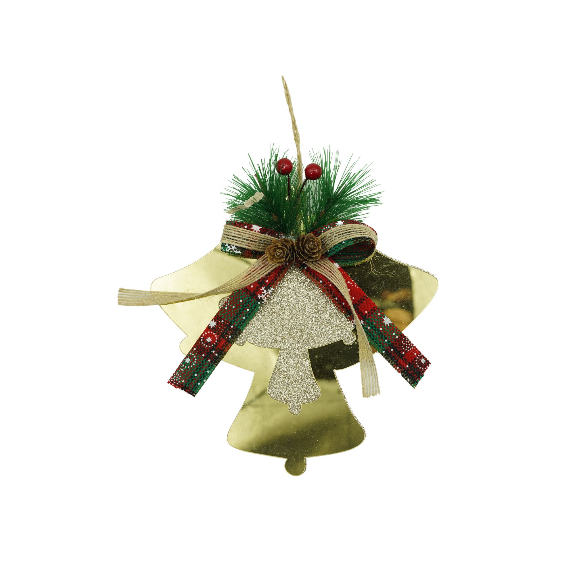 Ornament brad, Flippy, Clopotei, Auriu, Lucios, 16*17CM, Acril, Interior/ Exterior