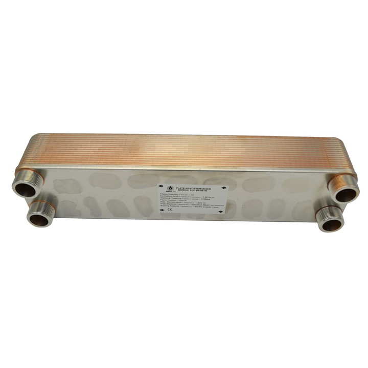 Schimbator de caldura NORDIC TECi Ba 60-30 5/4, 140kW, 30 placi cu seturi de consola, Otel inoxidabil, 316L, Auriu