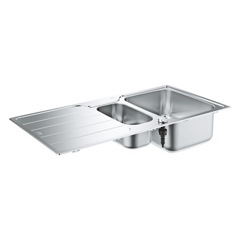 Chiuveta de bucatarie Grohe K500 31572SD1, montare pe blat, 1000 x 500 mm, 2 cuve, picurator, otel inoxidabil Chiuveta de bucatarie Grohe K500 31572SD1, montare pe blat, 1000 x 500 mm, 2 cuve, picurator, otel inoxidabil