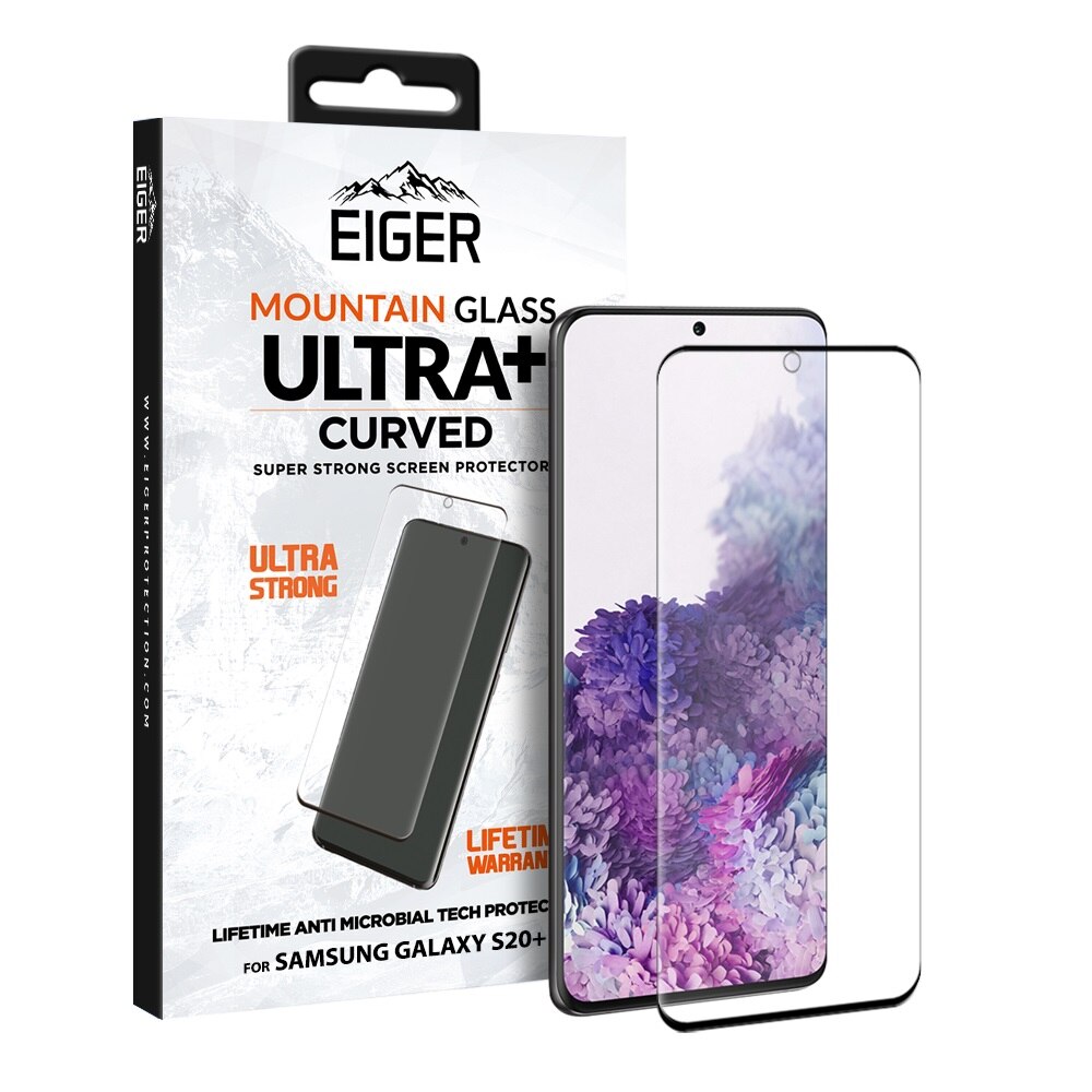 Folie Eiger Sticla + Ultra 3D Case Friendly compatibila cu Samsung Galaxy S20 Plus, Clear Black
