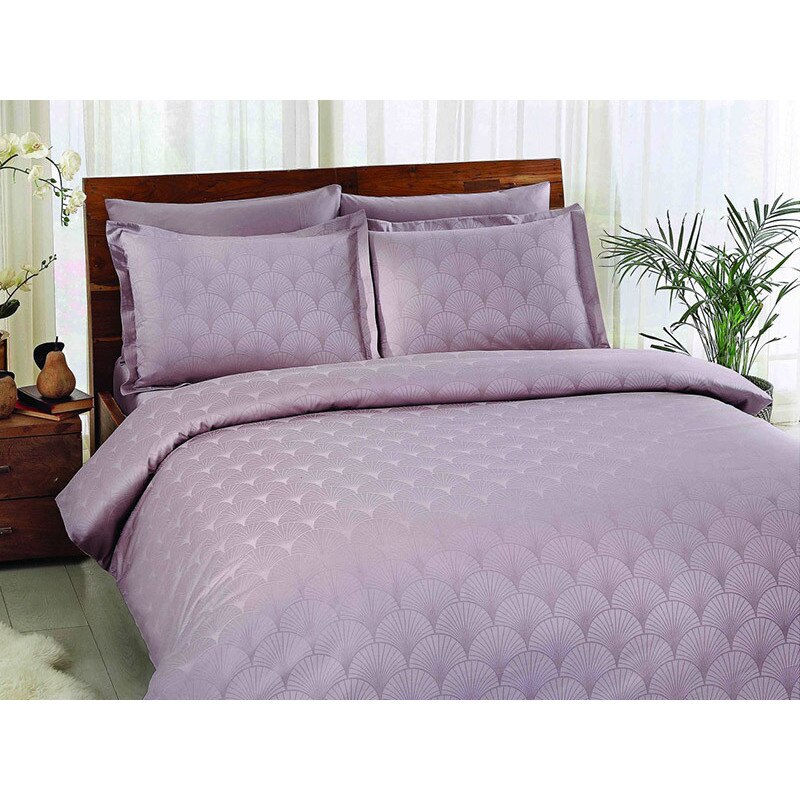Lenjerie pat jacquard, satin de lux, 6 piese, TAC, Cross Lila