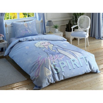 Lenjerie de pat 1 persoana, bumbac 100%, TAC Disney 3 piese, cu elemente fosforescente, Frozen 2 Free Spirit Lenjerie de pat 1 persoana, bumbac 100%, TAC Disney 3 piese, cu elemente fosforescente, Frozen 2 Free Spirit
