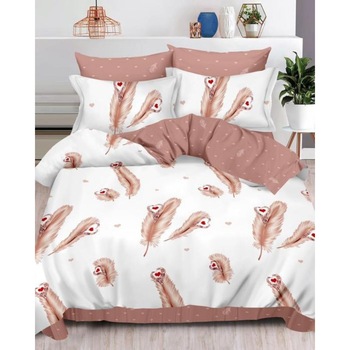 Set Lenjerie de Pat din Finet, 6 Piese, Pat 2 Persoane, Love Feathers Set Lenjerie de Pat din Finet, 6 Piese, Pat 2 Persoane, Love Feathers