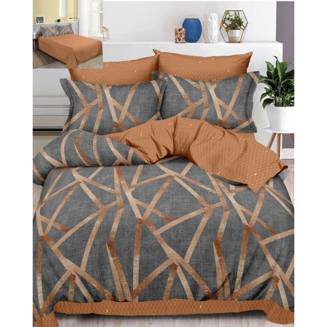 Set Lenjerie de Pat din Finet, 6 Piese, Pat 2 Persoane, Yvonne