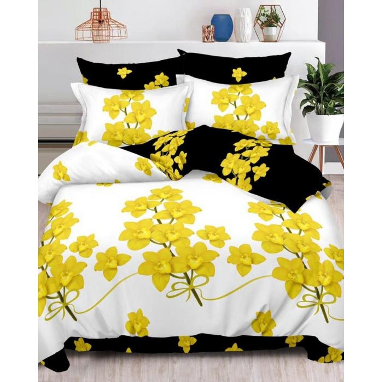 Set Lenjerie de Pat din Finet, 6 Piese, Pat 2 Persoane, Yellowy