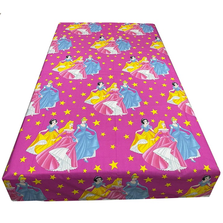 Cearceaf roz 210x215cm pentru pat mediu, pentru saltea intre 140-160cm, "Princess" din bumbac 100% by Liz Line - C210146