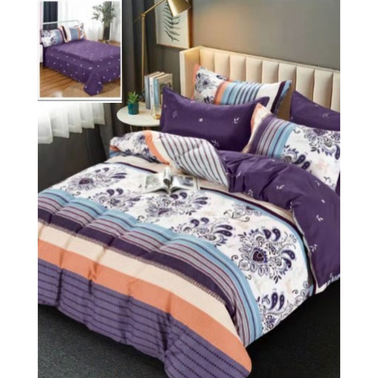 Set Lenjerie Finet Satinat, 6 Piese, Pat 2 Persoane, Elegant Pucioasa, David, FNM-239