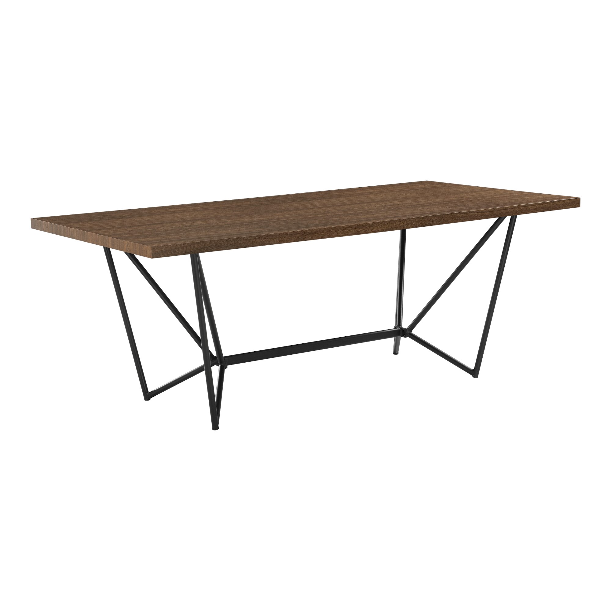 Masa bucatarie, en.casa, Sigtuna DH, 200 x 100 x 76 cm, MDF,otel, negru,maro, pentru 8 persoane