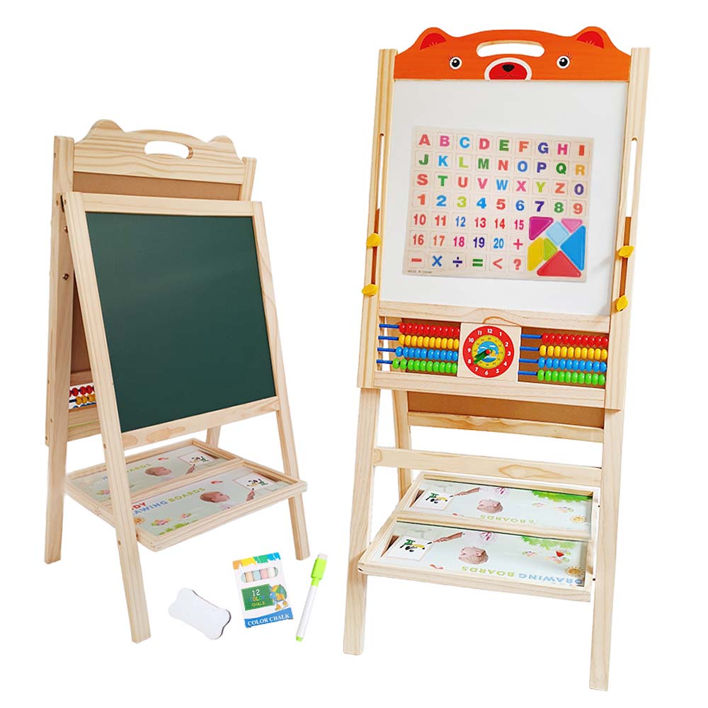 Tabla de scris din lemn, magnetica cu 2 fete, ceas, abac si accesorii, WD3027-A RCO®