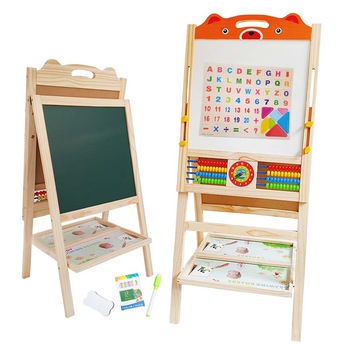 Tabla de scris din lemn, magnetica cu 2 fete, ceas, abac si accesorii, WD3027-A RCO® Tabla de scris din lemn, magnetica cu 2 fete, ceas, abac si accesorii, WD3027-A RCO®