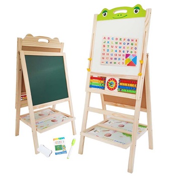 Tabla de scris din lemn, magnetica cu 2 fete, ceas, abac si accesorii, WD3027-B RCO® Tabla de scris din lemn, magnetica cu 2 fete, ceas, abac si accesorii, WD3027-B RCO®