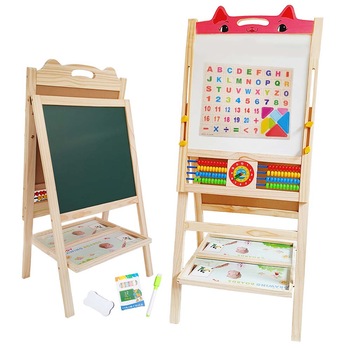 Tabla de scris din lemn, magnetica cu 2 fete, ceas, abac si accesorii, WD3027-C RCO® Tabla de scris din lemn, magnetica cu 2 fete, ceas, abac si accesorii, WD3027-C RCO®