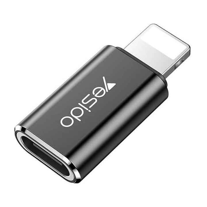 Адаптор за Зареждане и Данни за iPhone, YESIDO Lightning to USB-C, Черен