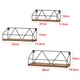 Set 3 bucati raft de perete, en.casa, Kolding, masuri diferite, metal/PAL, 10 Kg, negru/efect lemn nuanta inchisa, cu accesorii asamblare