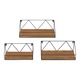 Set 3 bucati raft de perete, en.casa, Kolding, masuri diferite, metal/PAL, 10 Kg, negru/efect lemn nuanta inchisa, cu accesorii asamblare