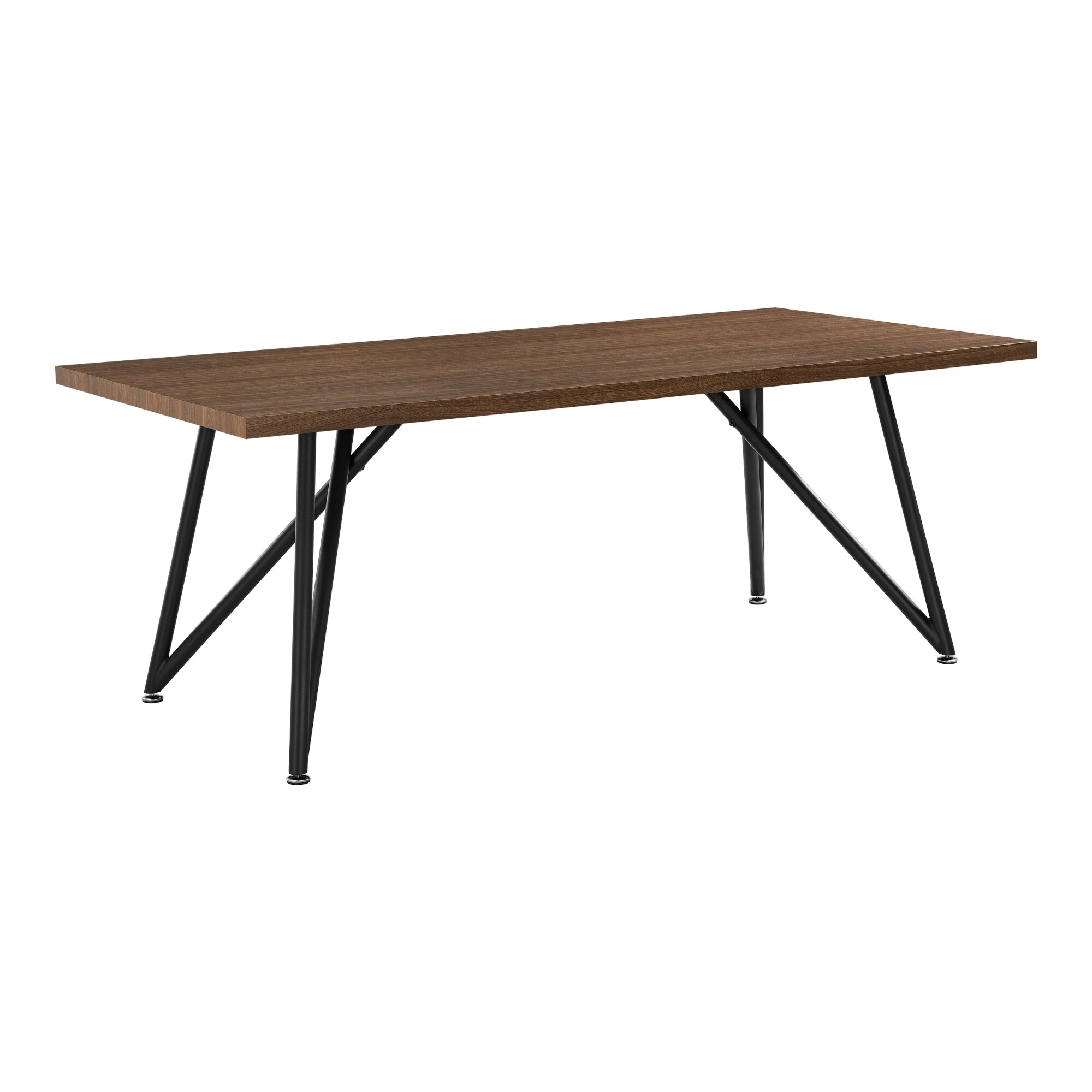 Masa bucatarie, en.casa, Savsjo DH, 200 x 100 x 76 cm, MDF/ otel, negru/maro, pentru 8 persoane