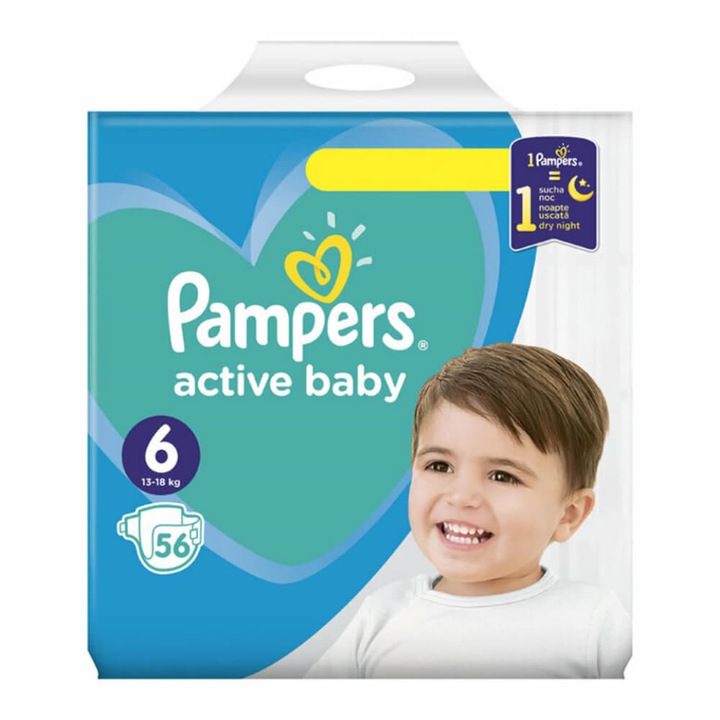 Пелени Pampers Active Baby №6, 13-18 кг, 56 бр./кутия