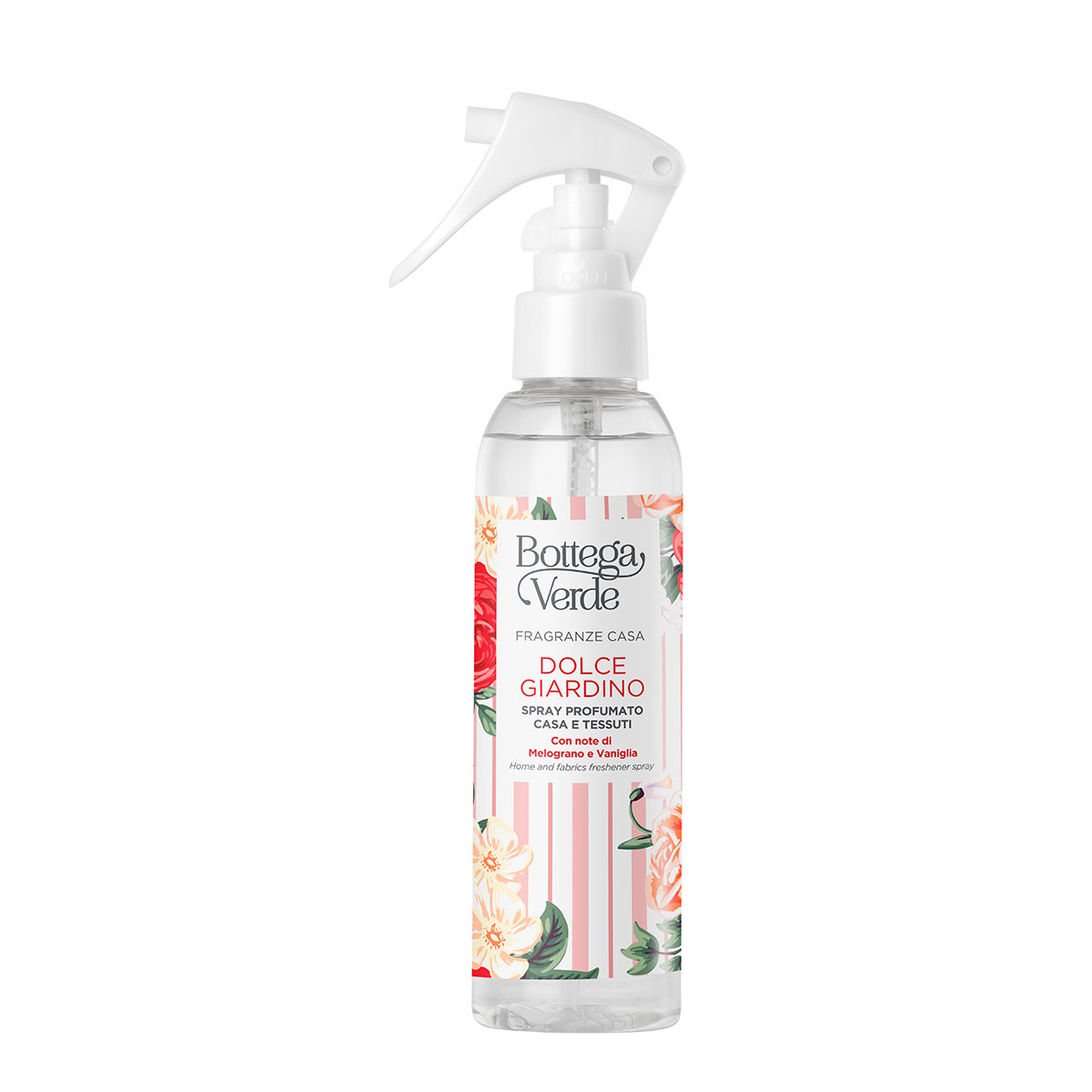 Spray parfumat, pentru uz casnic si textil, cu note de rodie si vanilie - Dolce Giardino, 150 ML, Bottega Verde