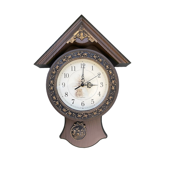 Часовник Sdx Market, Стенен, С махало, Форма на къща, Махагон