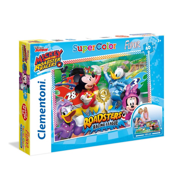 Пъзел за под Clementoni Mickey and The Roadster Racers 254576 2-20, 40 части, 70 x 100 см, Възраст 3+