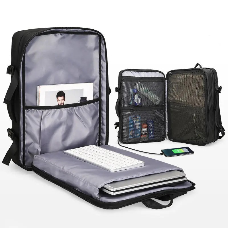Rucsac/Ghiozdan Mark Ryden pentru laptop 17.3", 39L, calatorie, scoala sau servici, extensibil, port USB, full impermeabil, sistem antifurt, unisex, spatios, negru