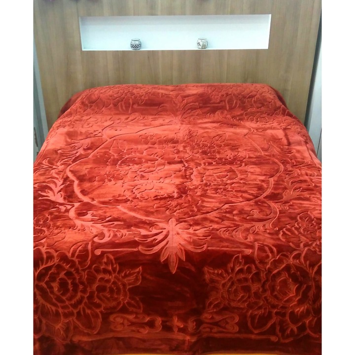 Patura microfibra Prestige Caramiziu, 220x 240cm