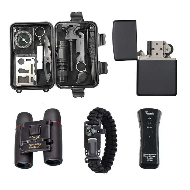 Kit Supravietuire Viper 16 piese, multifunctional, cutie depozitare inclusa, negru