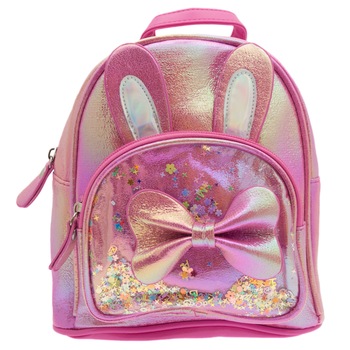 Rucsac pentru copii, Roz bonbon, model cu fundita si urechi, inaltime 20 cm - RUC234 Rucsac pentru copii, Roz bonbon, model cu fundita si urechi, inaltime 20 cm - RUC234