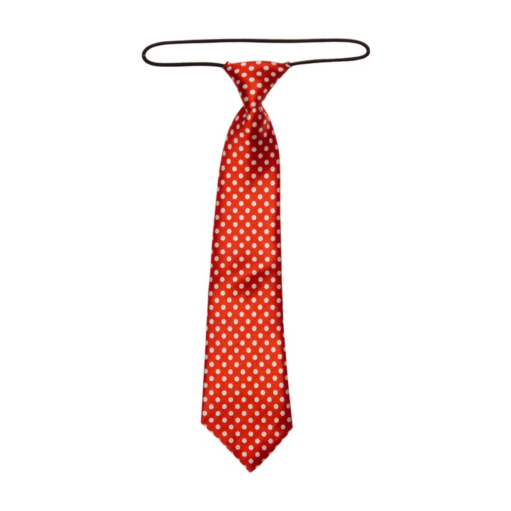 Gyerek nyakkendő, Buticcochet, Piros, fehér pöttyös, szintetikus anyagból, 28 cm - CRV208