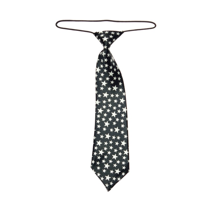 Gyerek nyakkendő, Buticcochet, Fekete fehér csillagokkal, szintetikus anyagból, 28 cm - CRV207