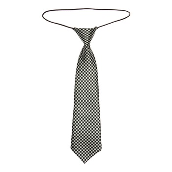 Cravata pentru copii, Buticcochet, Alb patratele negre, din material sintetic, 28 cm - CRV220
