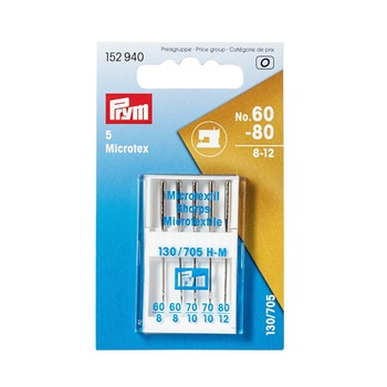 Set ace de cusut masina cusut Microtex, cu varf foarte ascutit, pentru matase si neopren, 5 buc, finete 60-80, Prym Set ace de cusut masina cusut Microtex, cu varf foarte ascutit, pentru matase si neopren, 5 buc, finete 60-80, Prym