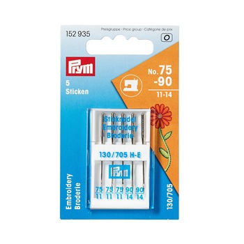 Set ace de cusut masina casnica, pentru cusut broderie, 5 buc, finete 75-90, Prym Set ace de cusut masina casnica, pentru cusut broderie, 5 buc, finete 75-90, Prym