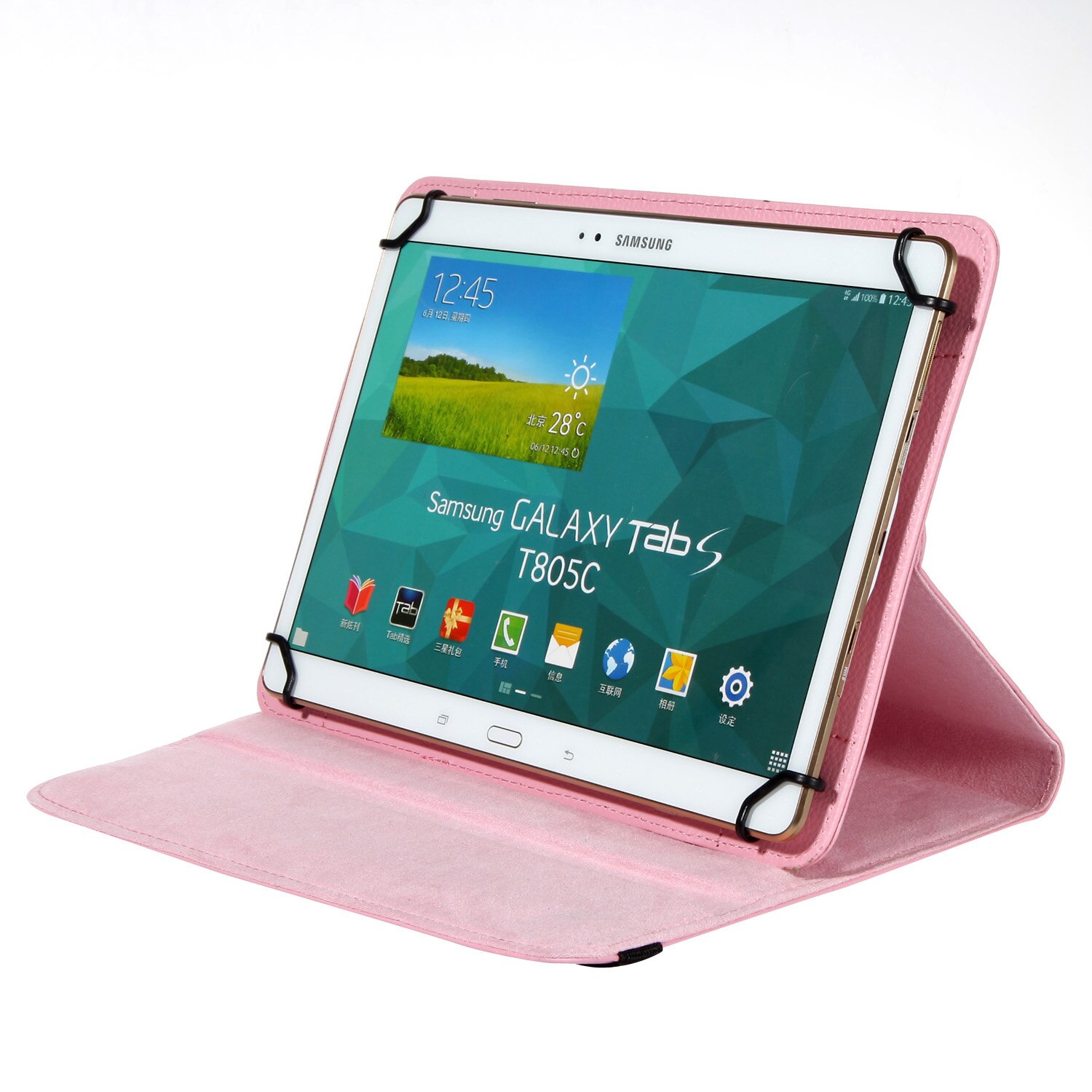 Husa universala pentru tableta, Piele sintetica, 7", Roz